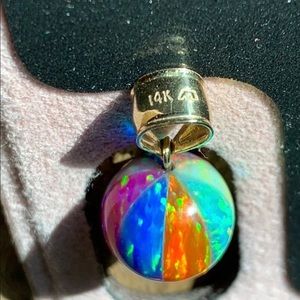 Multicolor opal ball in 14K bail